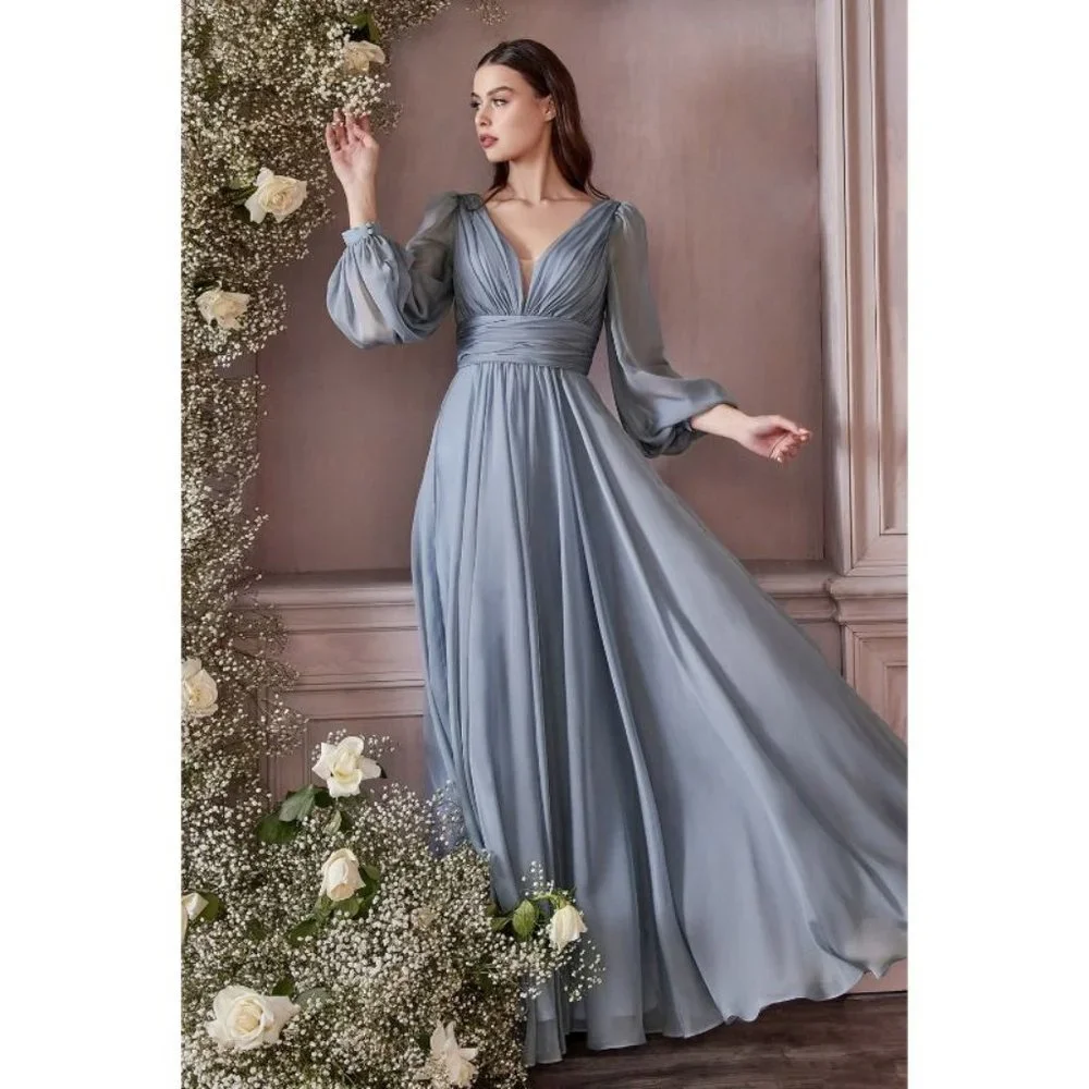 Cinderella LONG SLEEVE CHIFFON DRESS MultiSizes CD0192